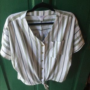 Front-tie Button-down Shirt